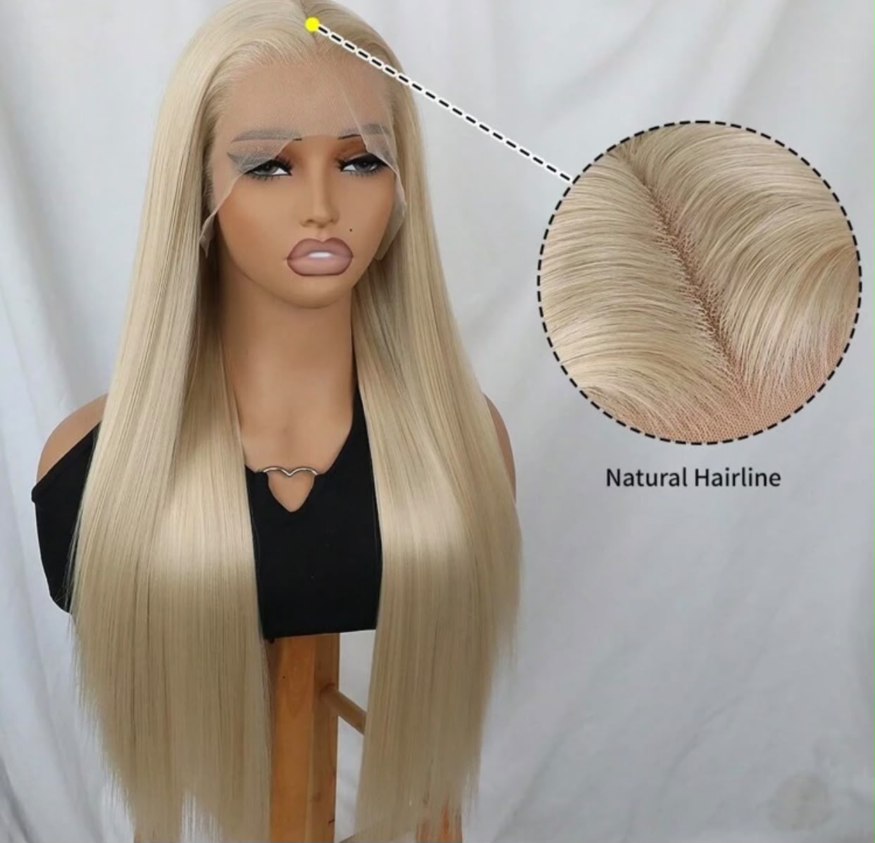 Close up of the natural pre-plucked hairline on the lace